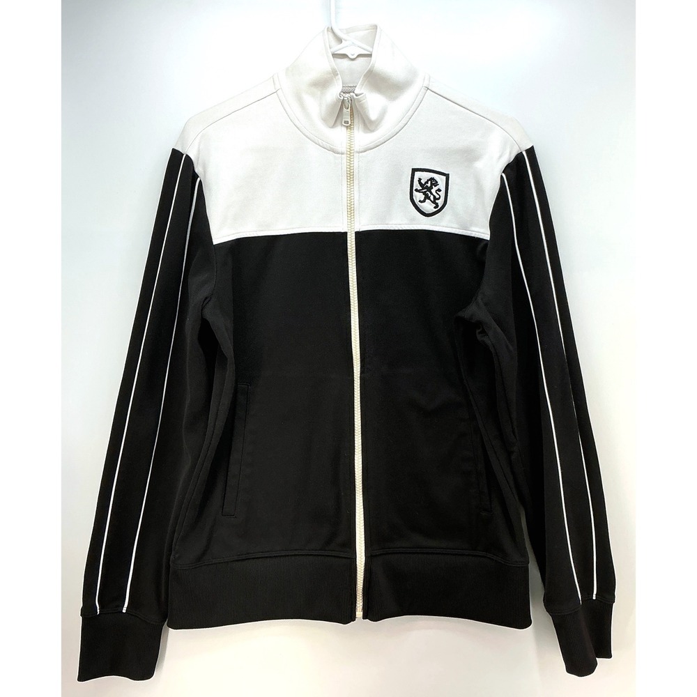 Express Y2K Studio Varsity Track Jacket Sz M Vntg Black White Preppy Athleisure